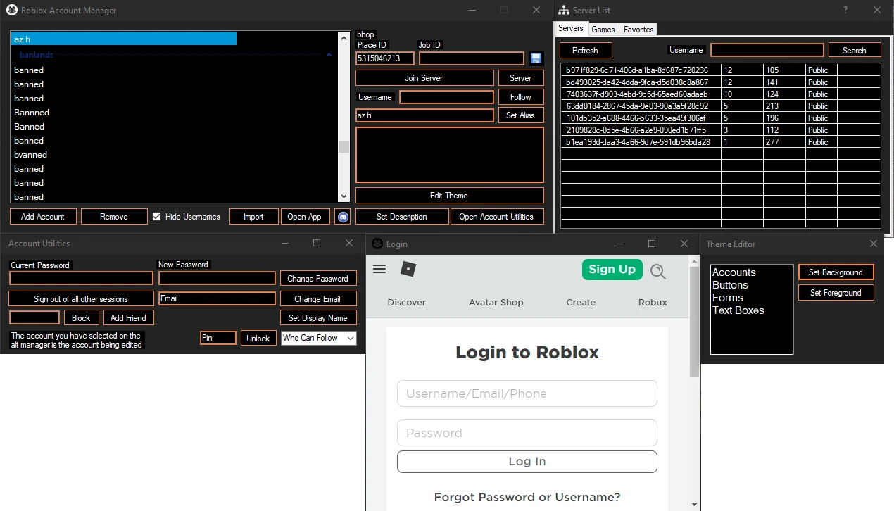 Roblox Account Manager view showing another part of the workflow